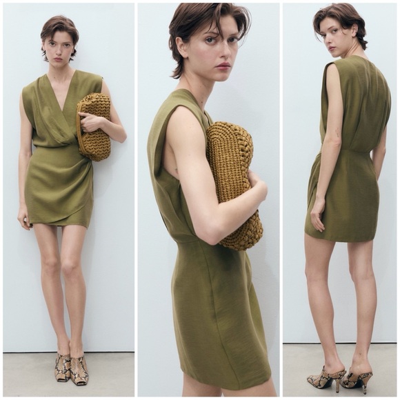 ๐ MNG | Mango Lyocell Draped Wrap Dress - Picture 2 of 10